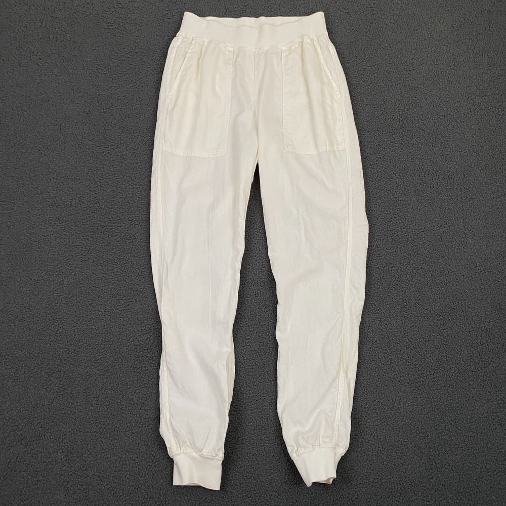 Faherty Pants Womens XS White Cotton Linen Lightweight Joggers Beach Summer